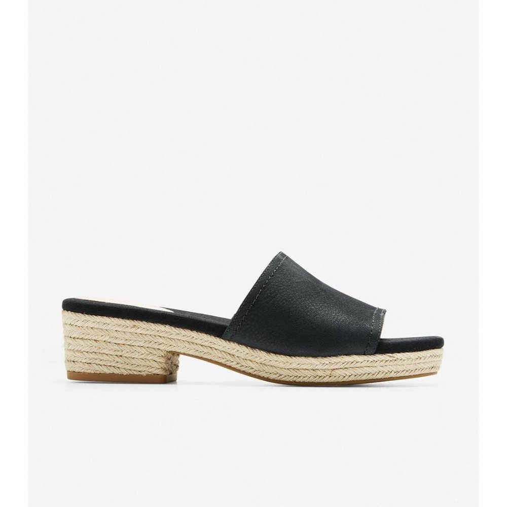 Cole Haan Giselle Espadrille Sandals Black Suede 9 B
